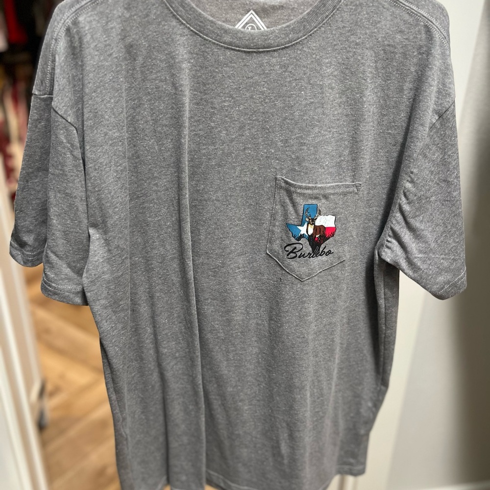 BURLEBO Gray T-Shirt with Texas Pocket Design
